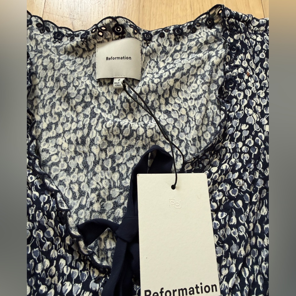 NWT Reformation Posey Bow V-Neck Mini Dress Size 2 - Picture 11 of 13